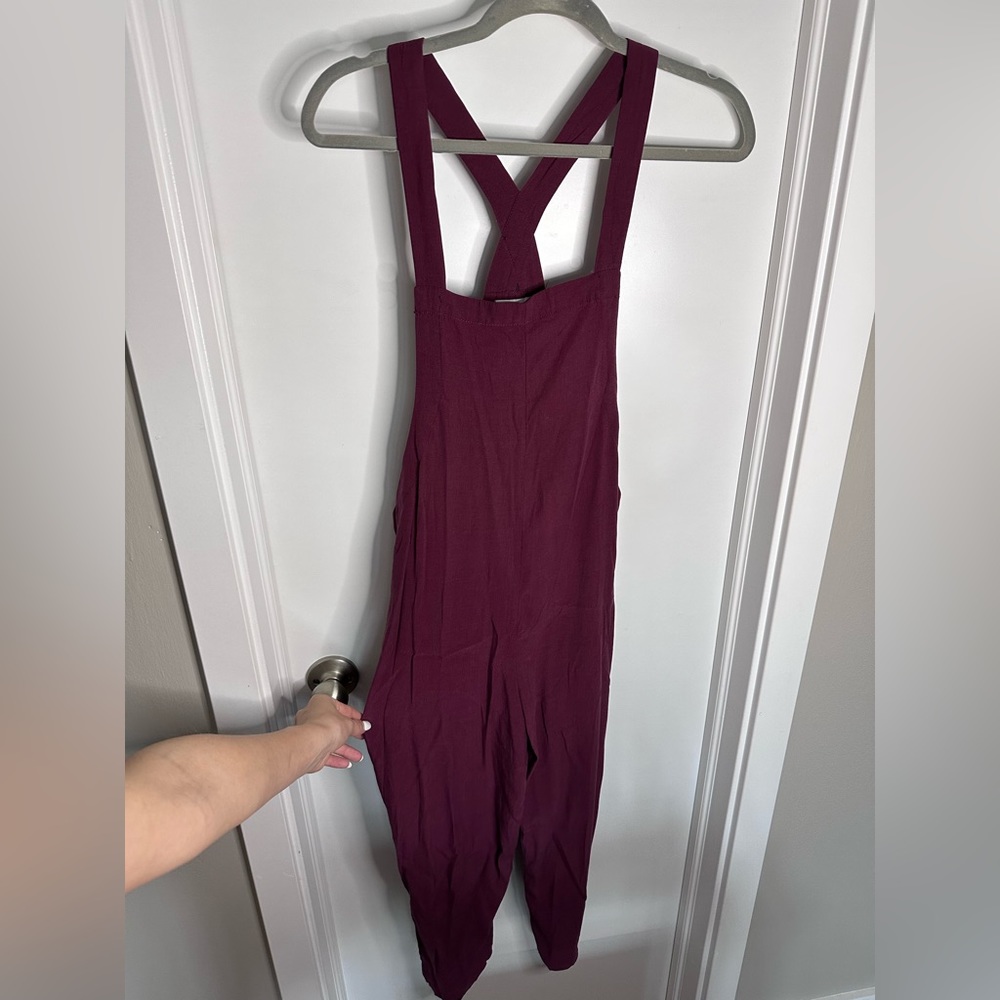 Urban Outfitters Maroon Lightweight Fabric Overall Style Jumpsuit XS